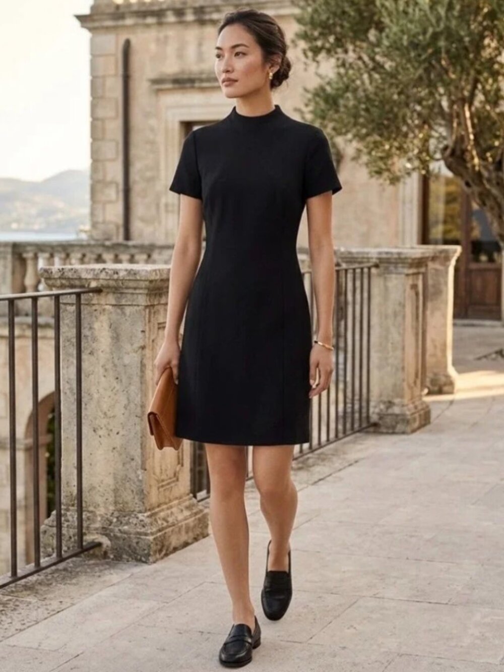 Brooks Brothers Red Fleece Dress Sz M Black Ponte Knit Mock Neck